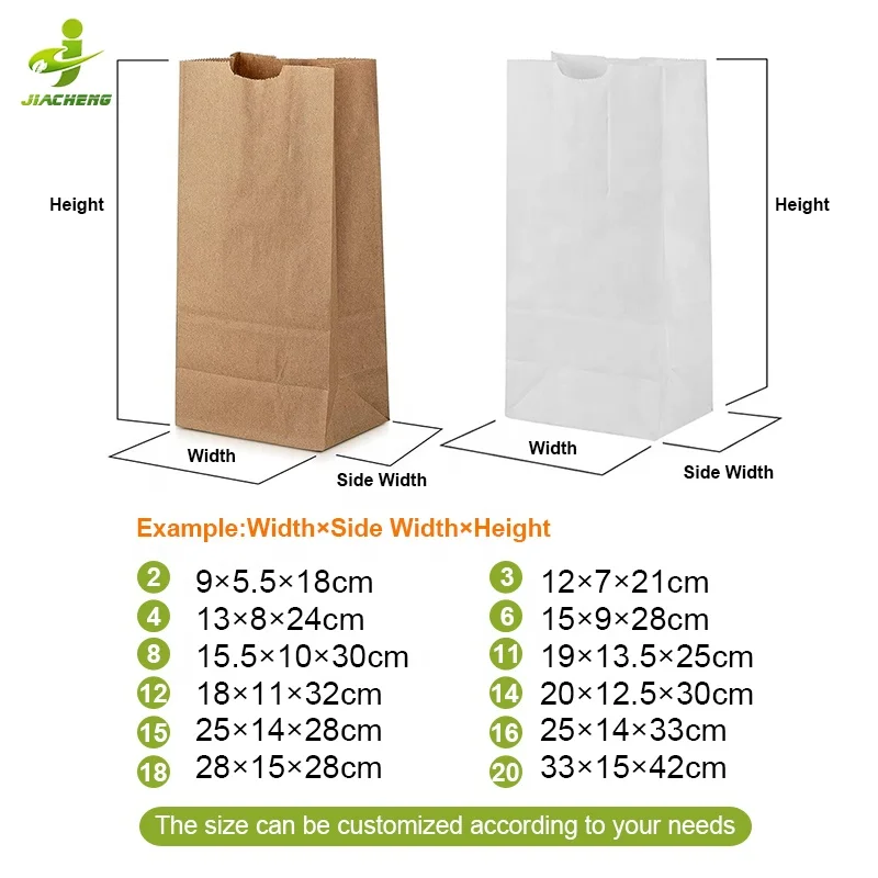 Custom printed carry grease resistant wax flat bottom brown white kraft paper bread donut packaging bags for bakery packaging