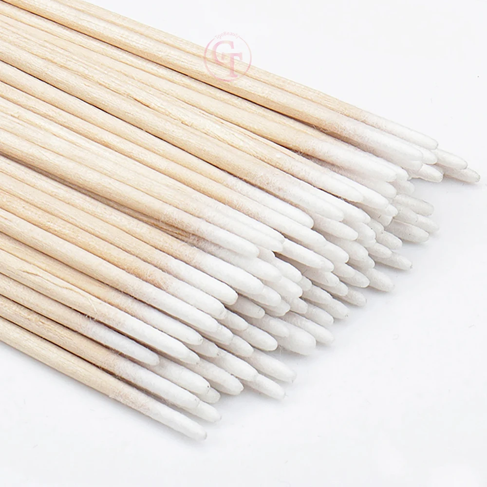 Permanent Makeup Accessories Wooden Cotton Tip Disposable Micro Pointed Cotton Swab Wooden Cotton Swab for Tattoo
