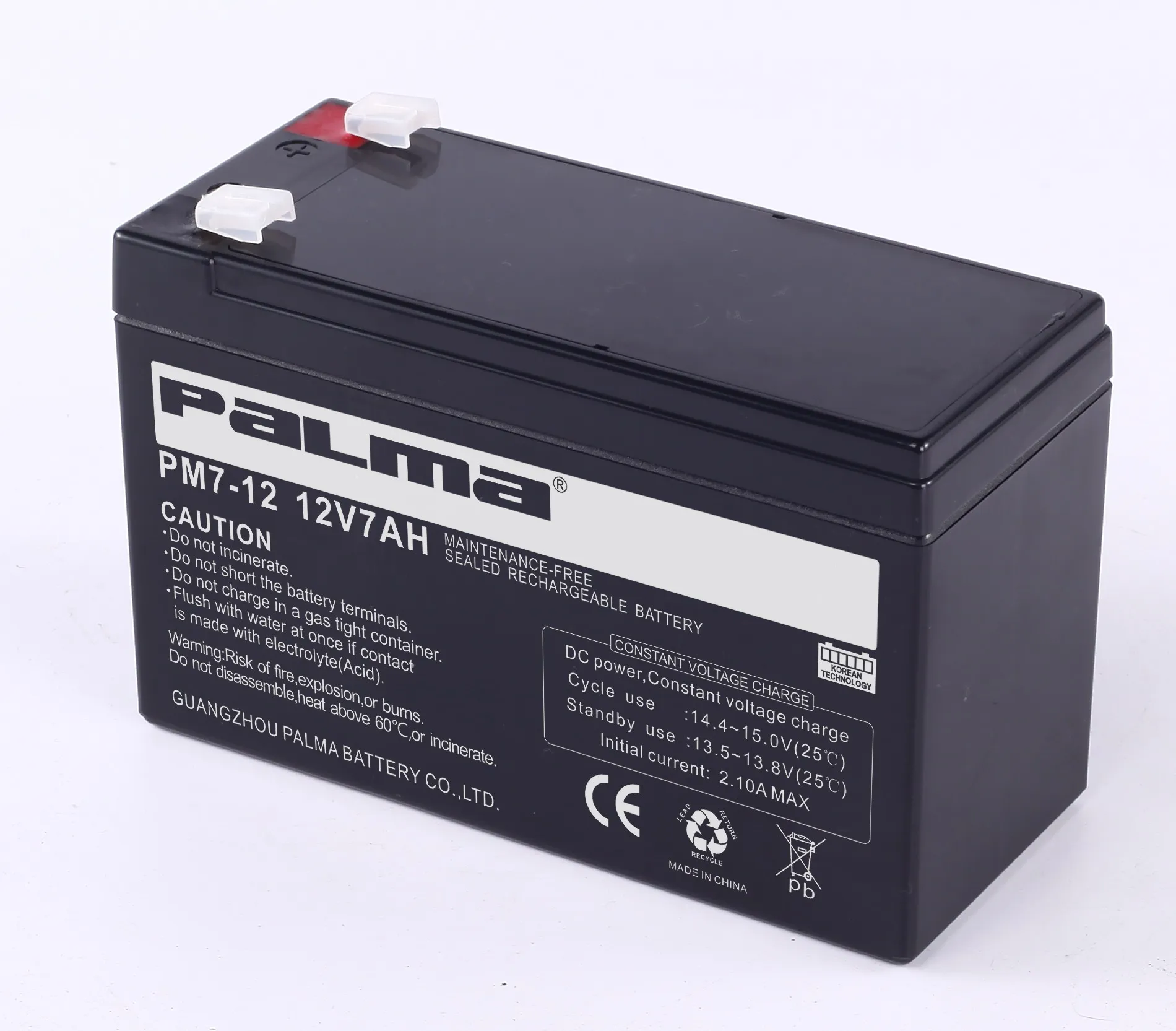 Palma High Capacity Korea Battery Ups Gel Solar 12v 7 12ah 65 100 150 200ah Sealed Lead Acid Battery 12v 7ah