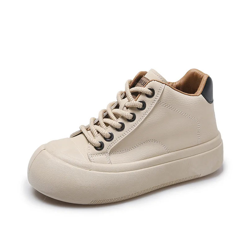 New Arrivals Children Thick Lace Ups Flat Kid Casual Shoes Chunky PU Leather Canvas Platform Shoes for Girls Boy