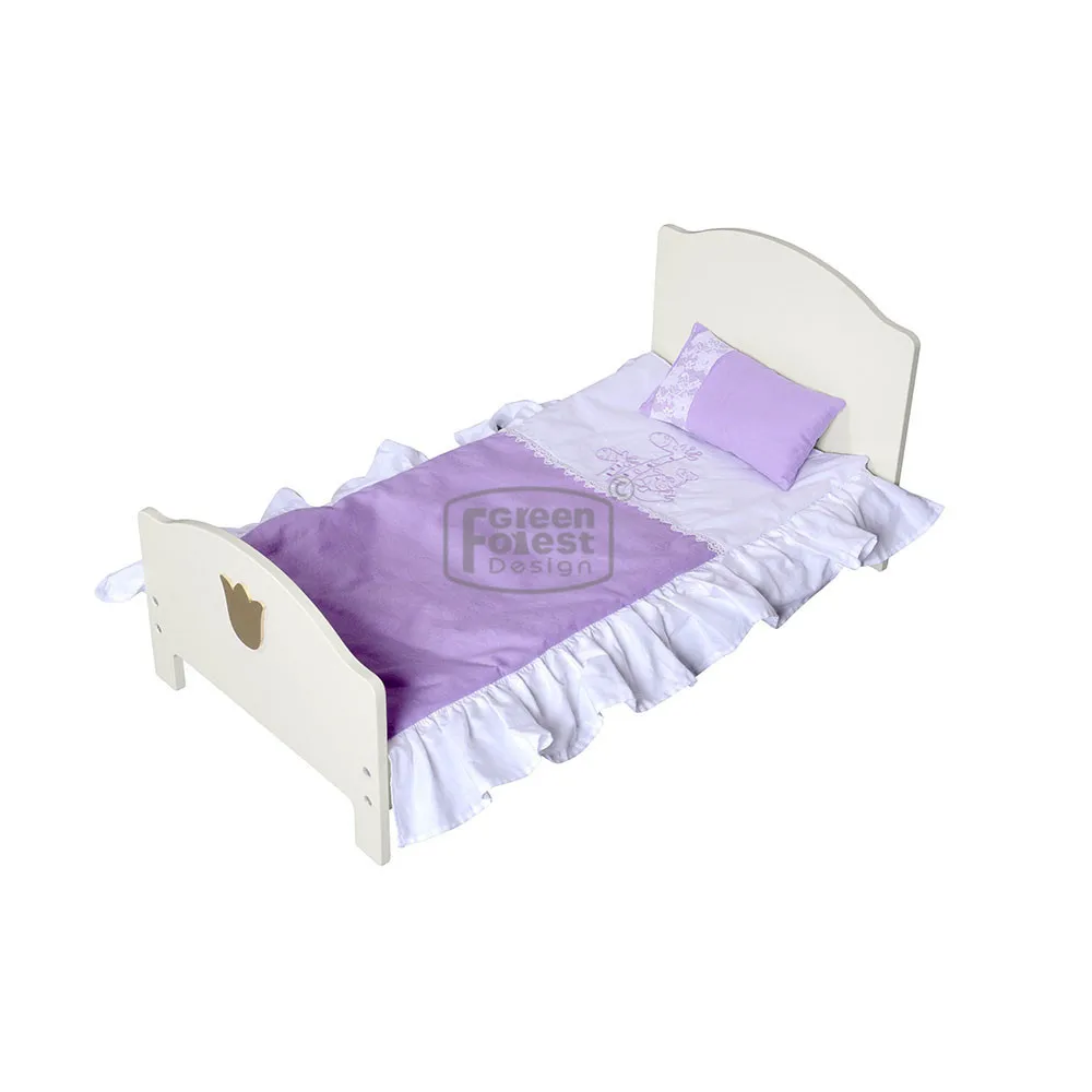 New Design MDF Wooden 18 Inch Doll Single Bed  Pretend Toy Kids doll furniture (bedding not included)