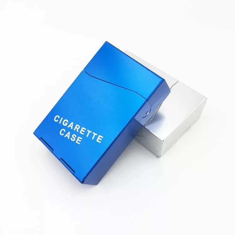 Metal Aluminum Men Cigarette Case Pack 20PCS Customized Logo With Black Grey Silver Blue Gold Red Purple Color For Promotion