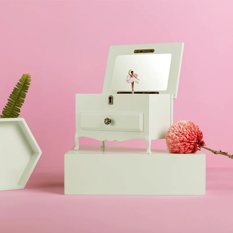 Factory Wholesale Customized Wooden Jewelry Storage Box Gift Box Music Box With Ballerina