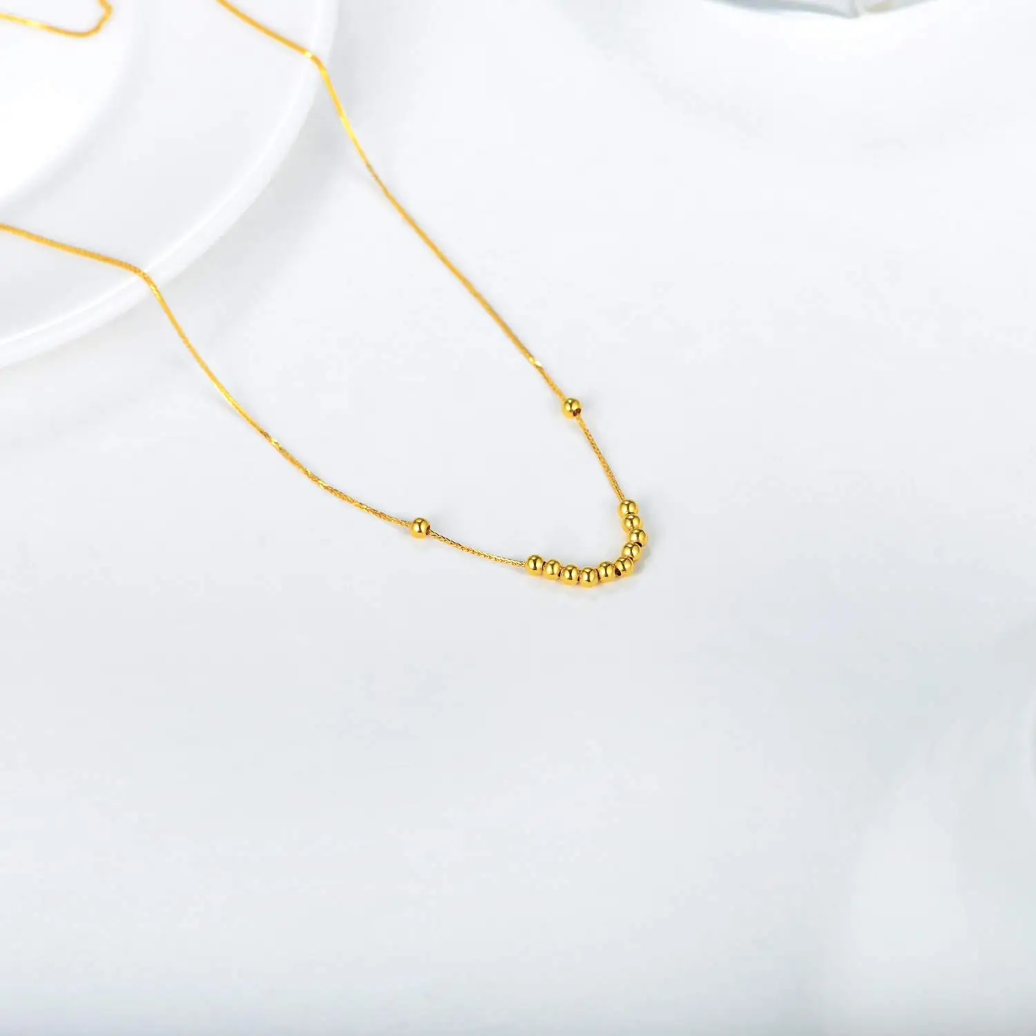 Wholesale Products Ladies Pure Gold Beaded Necklace Real Gold Jewelry 18k with Certificate