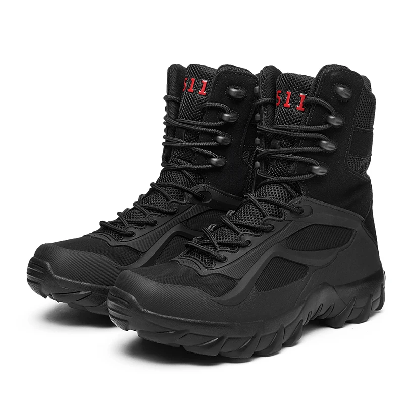 Waterproof Lightweight Army Jungle Boot for Men Botas Militares Working Boots With Steel Toe Safety Black High Ankle Combat Boot