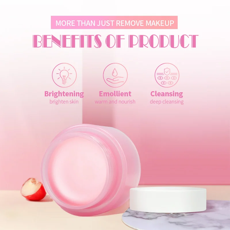 High quality custom logo women skincare makeup remover solution oem peach hybrid cleansing balm cream for face