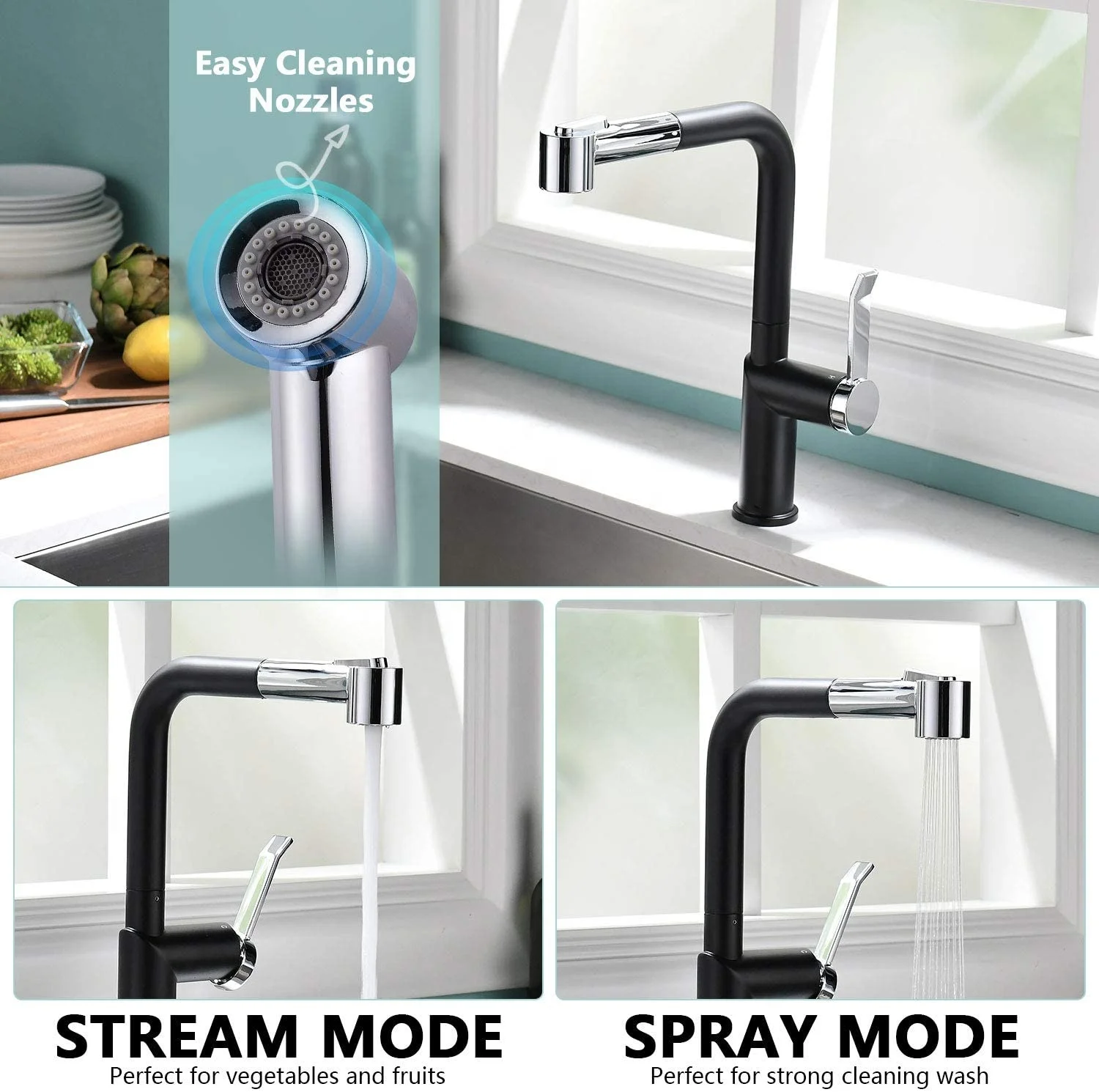 High Quality Magnetic Docking Chrome with 2-Way Sprayer Kitchen Sink Pull Out cUPC Kitchen Faucet