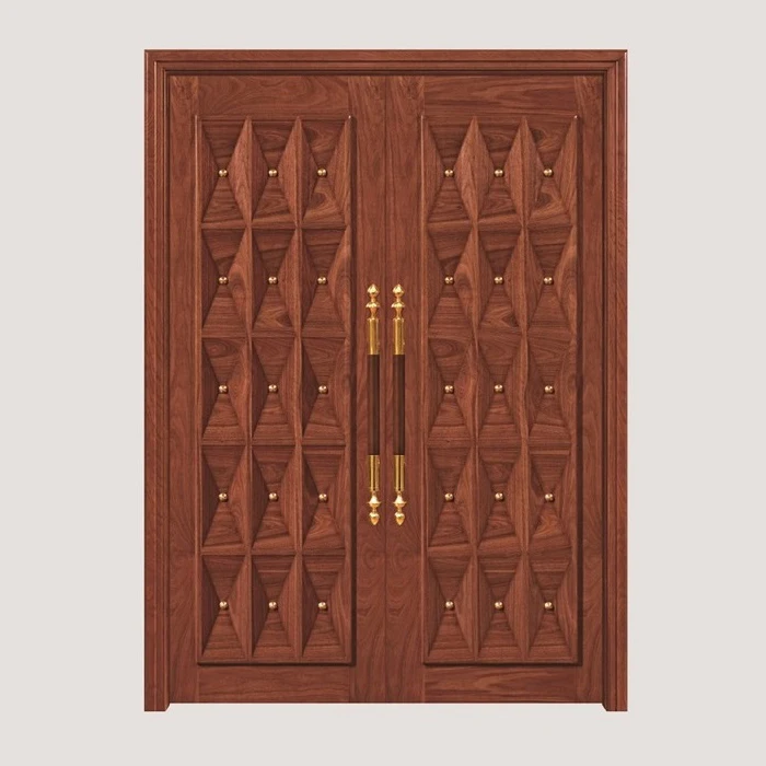 Outside door solid wooden double door for villa luxury entry wood door