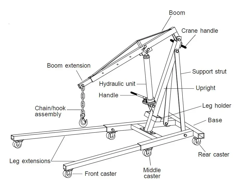 
1Ton 2100MM Height Foldable Hydraulic Jack Engine Crane 