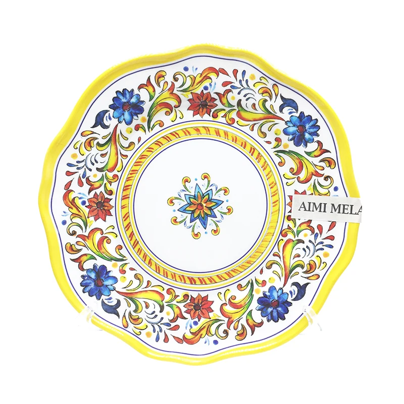 Wholesale Melamine Dinner Set Dishes For Restaurant Retro pattern Melamine Tableware