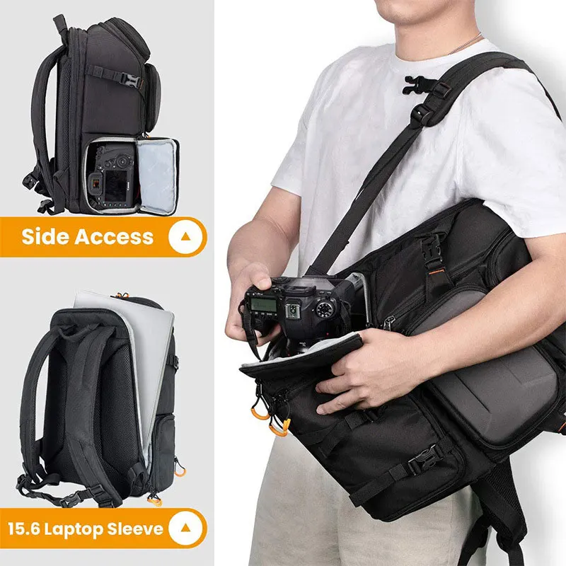 Custom Logo Travel Professional Large Photography Digital SLR Video Bag Waterproof Camera Backpack With 15' Laptop Compartment