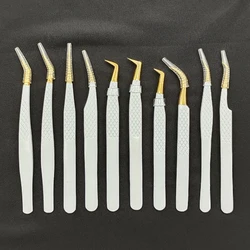 matte black eyelash tweezers fiber tip tweezers for eyelash extension