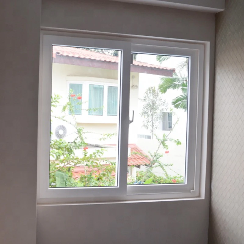 Latest residential large size style pvc sliding windows security design double glass UPVC slide window