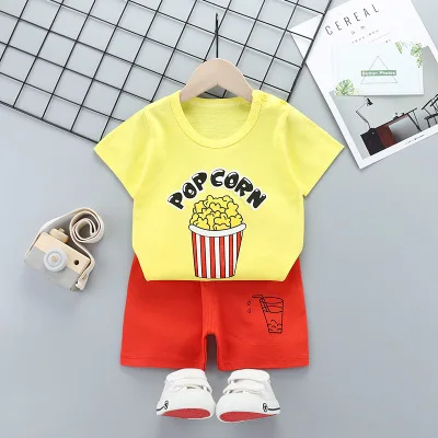 Manufacturers direct 2020 children clothing new short sleeve set pure cotton t-shirts shorts wholesale kids clothes