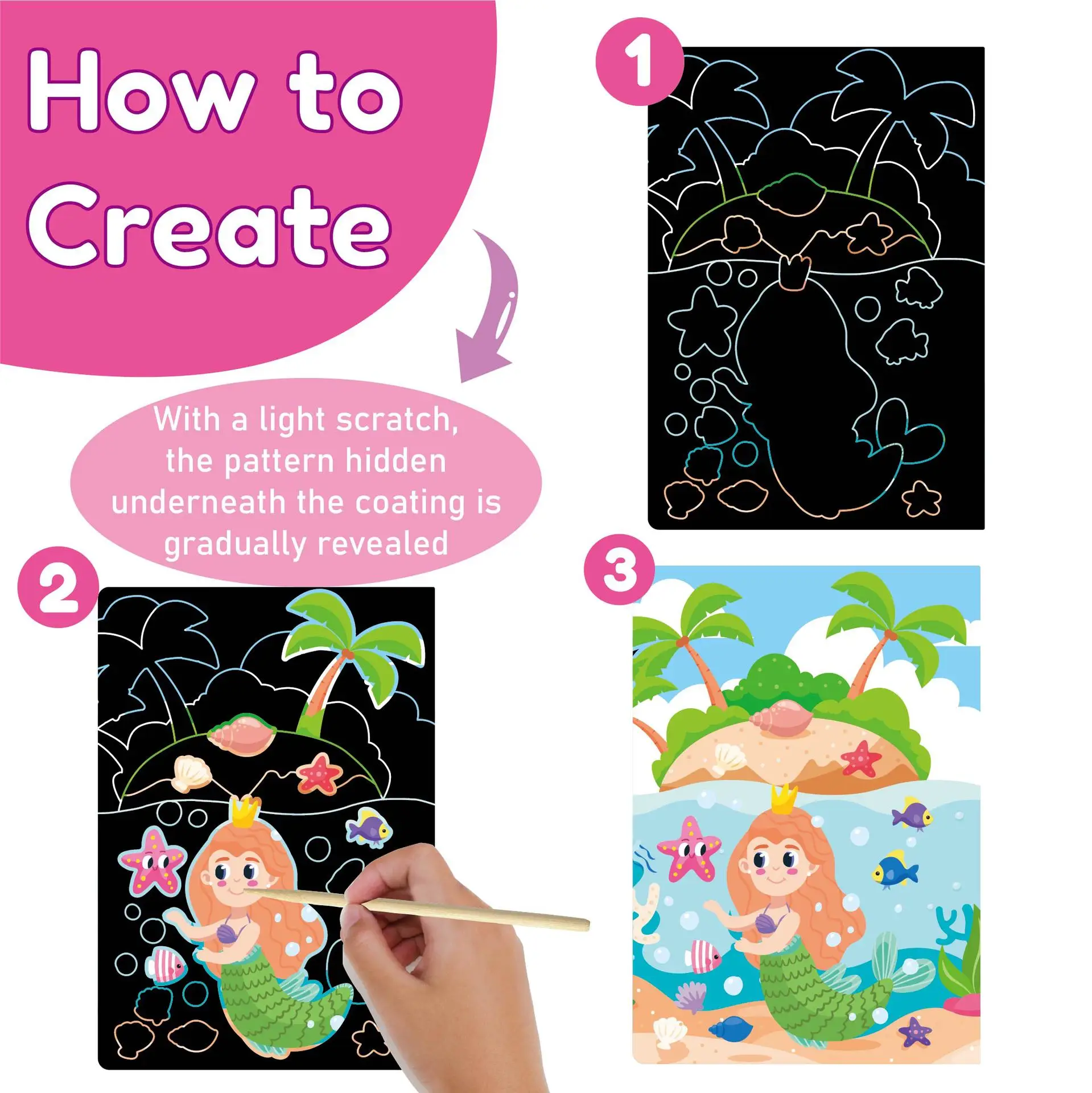 Foil Fun Scratch Art Book 2-in-1 Gift Set No Mess Art Crafts DIY Creative Activity Kit Gifts for Girls Boys Foil Art Set
