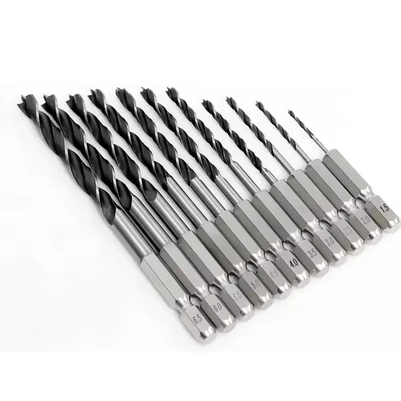 AutoErizo Quick Change Hex Shank Brad Point Drill Bit Double Groove Three-Pointed Wood Drill Bit