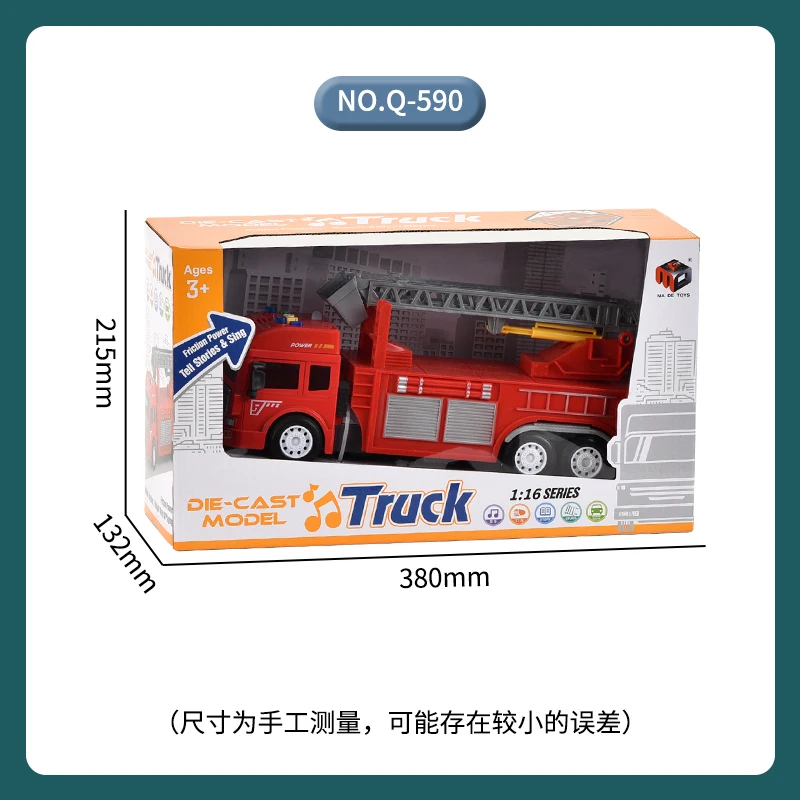 Metal die cast Fire truck toys for kids zinc alloy toy vehicles model car pull back with music and light