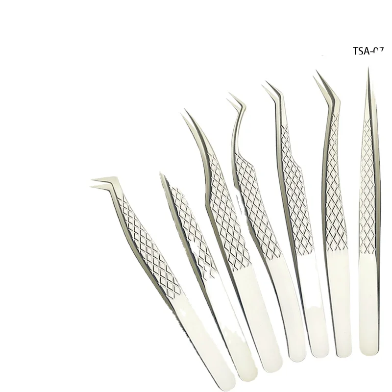 New product Lash extension tweezers Eyelash Extension Tweezers Set(Pearl silver tweezers)
