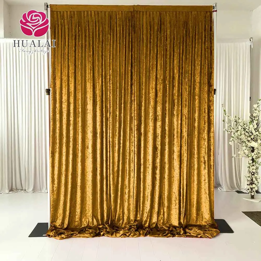 custom solid black velour crushed velvet heavy cloth backdrop drapes curtain for wedding and party