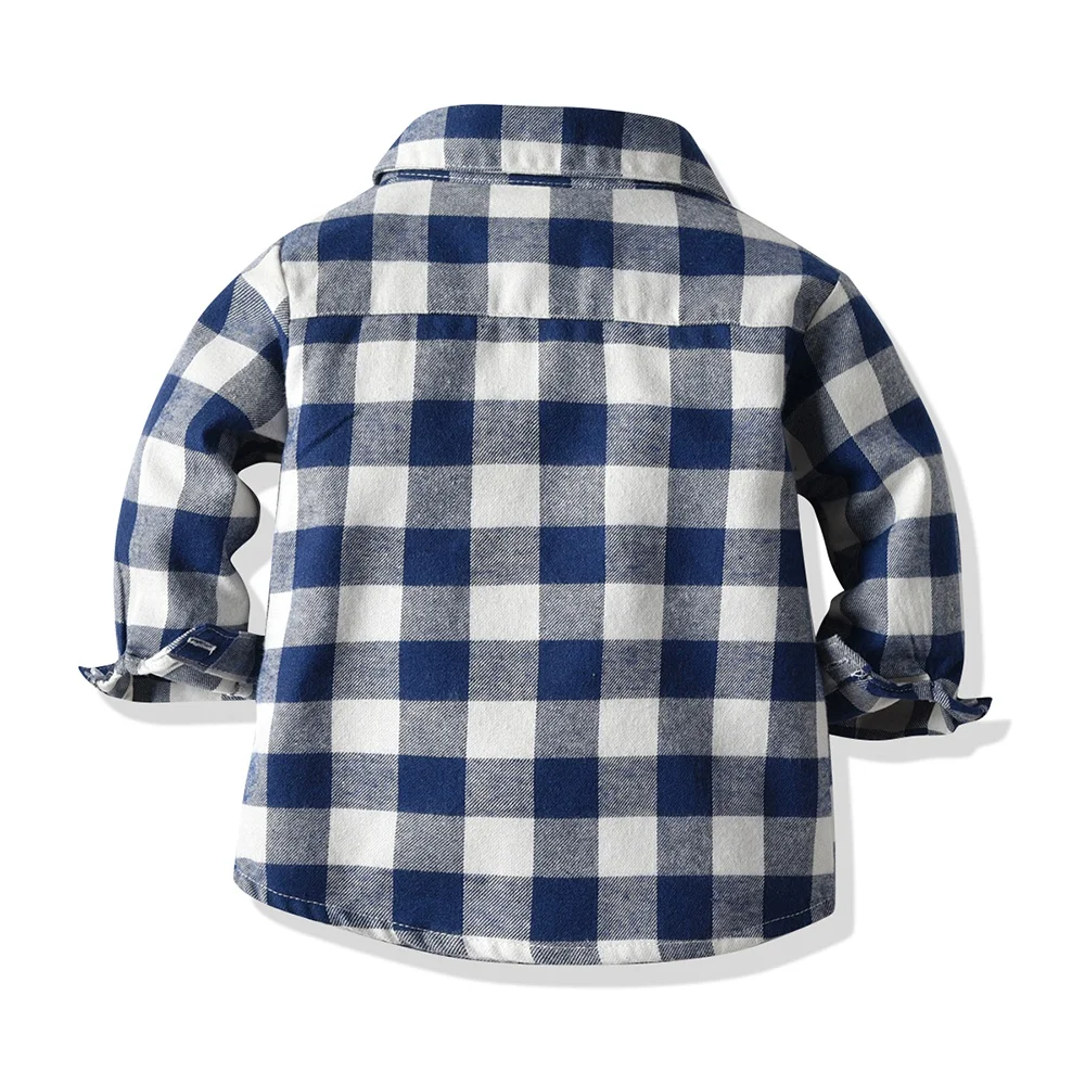 
OUYDIU Fashion Unisex Casual Classic Plaid Shirt kids Tops Clothes Long Sleeve Lapel Blouse Children Daily Informal Clothes 