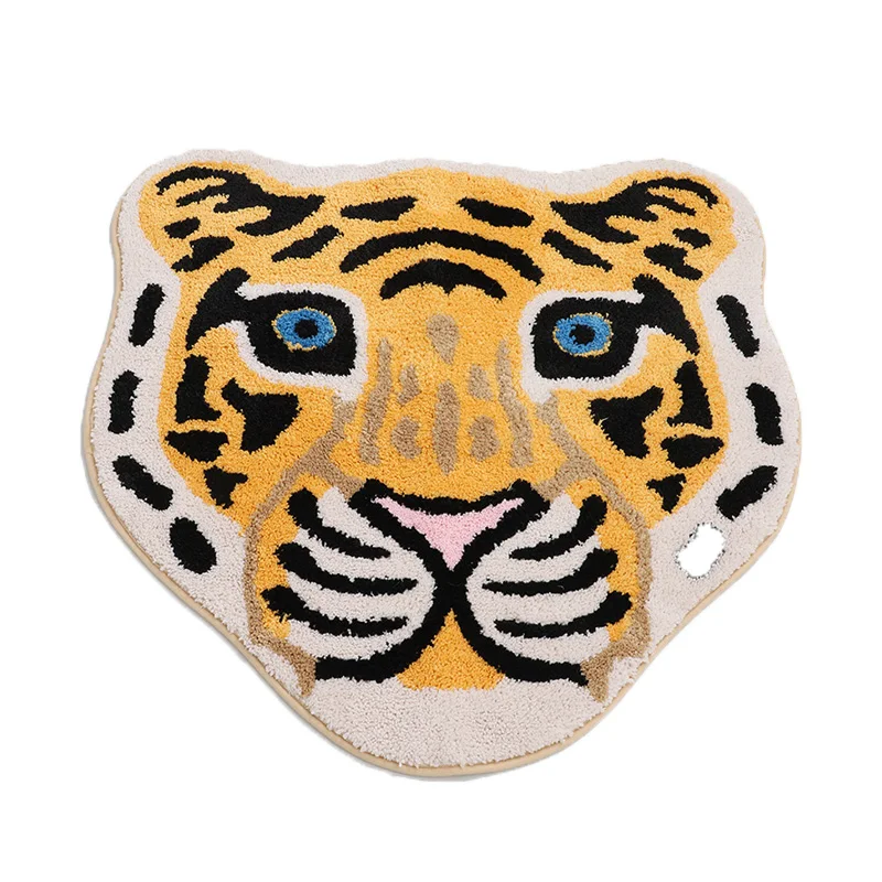 Tiger Shaped Rug Cute Faux Floor Water Absorption Non-Slip Small Carpet Door Mat