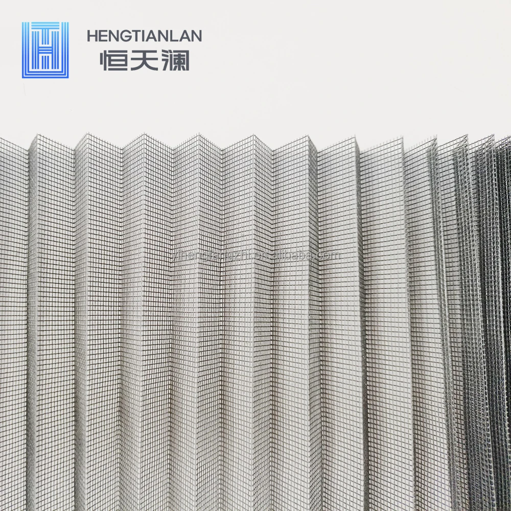 Easy Install Polyester PVC Coated Folding Screen Pleated Mosquito Net Plisse Mesh