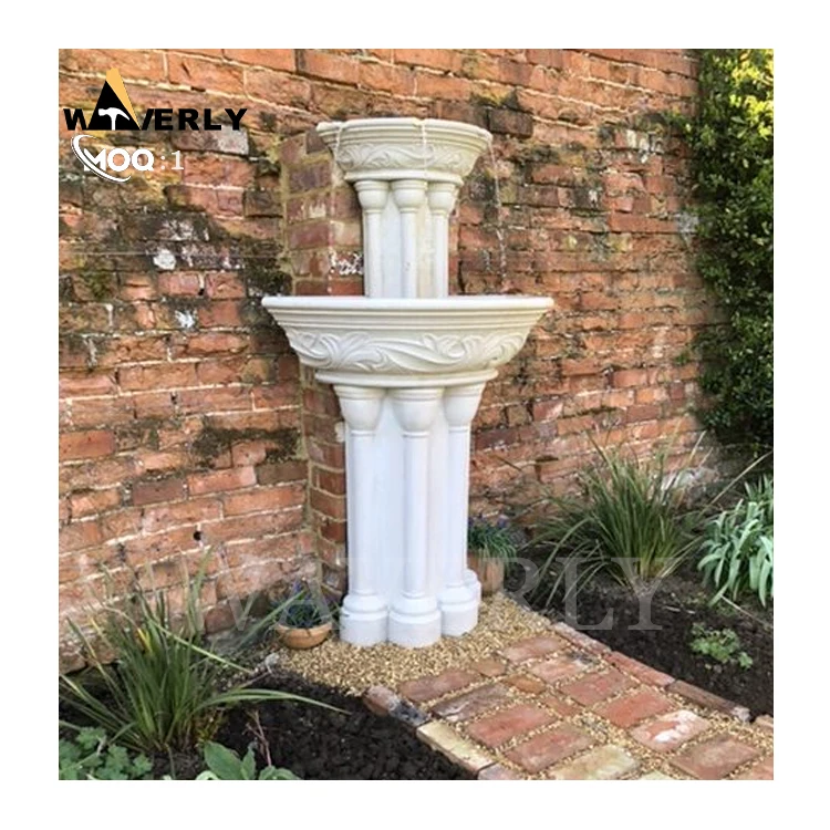 European Style Modern Interior Natural Stone Wall Fountain Hand Carved Outdoor Garden Decoration Marble Fountain