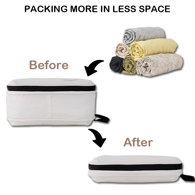 Custom Logo Travel Accessories Laundry Pouch 2pcs Pack Organizer Set Compression Travel Luggage Packing Cubes