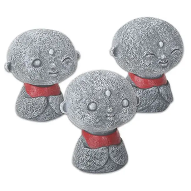 Decorative Jizo Monks Set of 3 Figurine Charm Small Japanese Buddha for Indoor Decor