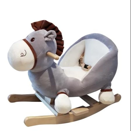 Grey Rocking Horse Toys Animal Rider Toys for 6-36 months Kids Safe Belt Donkey