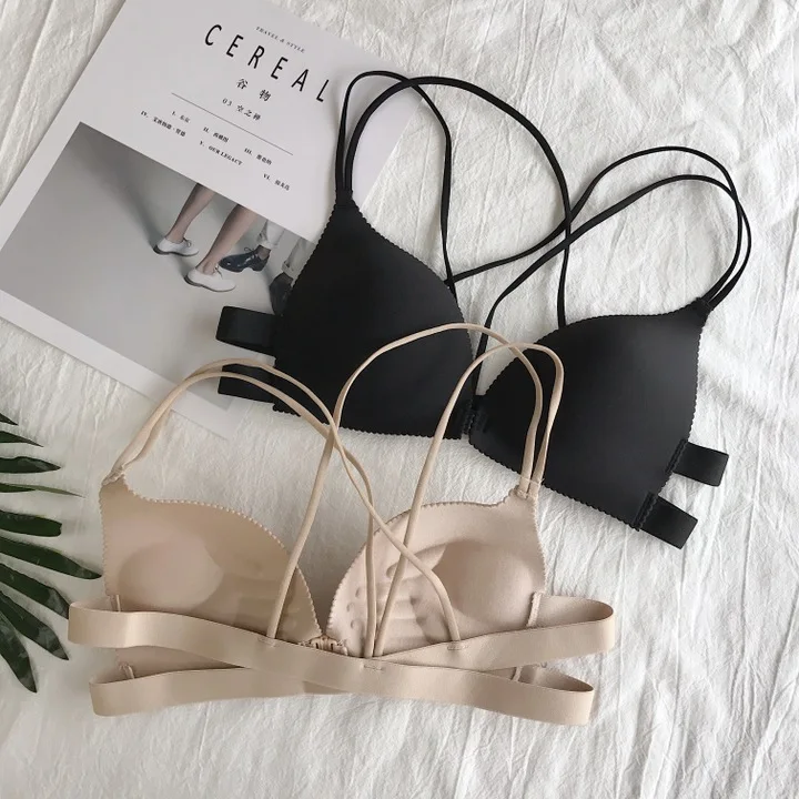 Бюстгальтер с передней пряжкой и перекрестными бретелями без косточек, женский бюстгальтер без следов