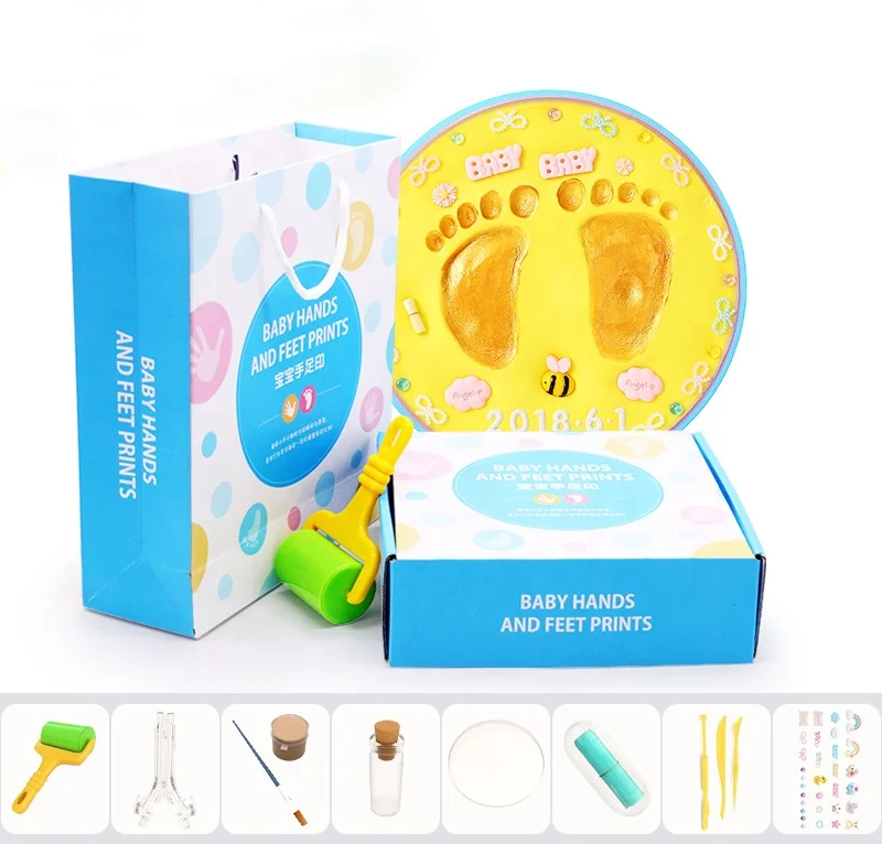 Baby Hand Footprint Makers Newborn Baby Souvenirs Gifts Air Drying Soft Clay Hand Print Footprint Imprint Casting