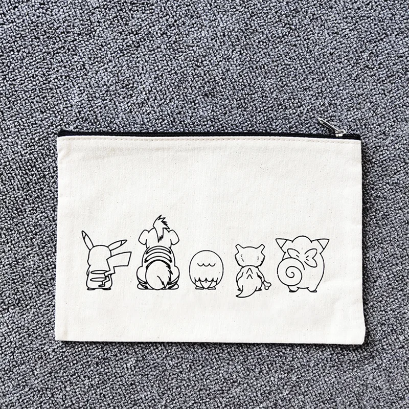 Wholesale Color Cotton Canvas Zipper Pouch With Logo Print Pencil Case