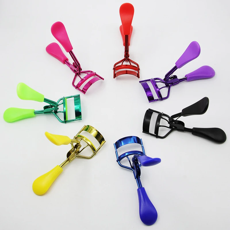 Wholesale unique custom eyelash curler applicator logo black/pink and gold bling rhinestone metal eyelash curler with comb