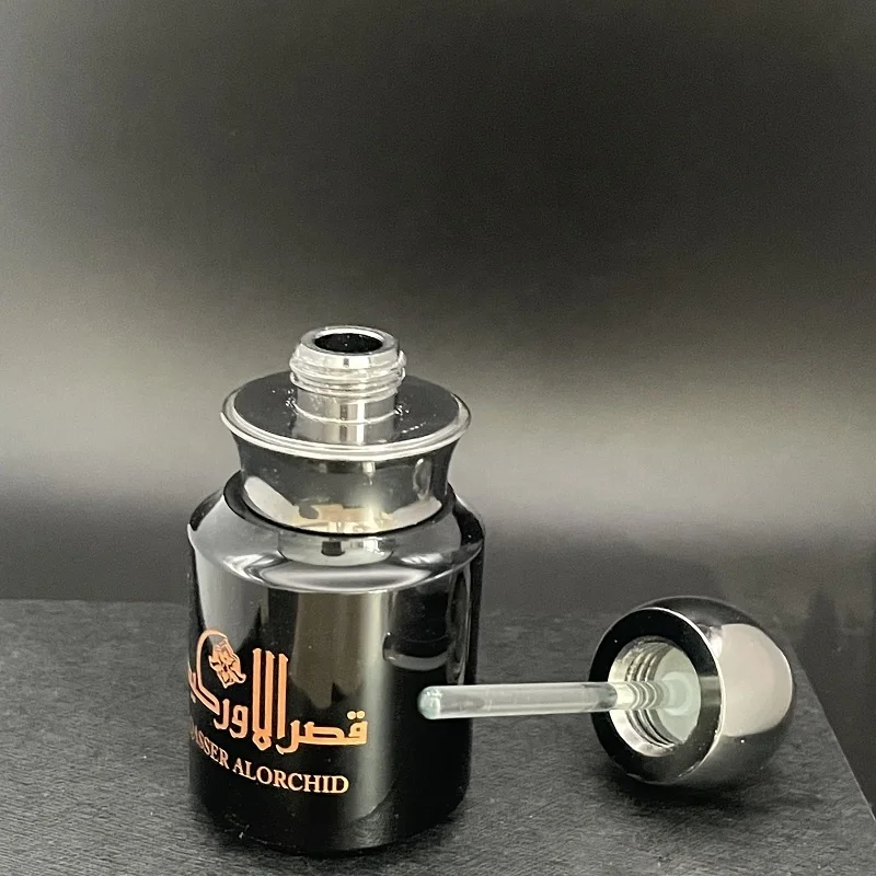 BM Luxury fancy arabian attar K9 crystal black essential oud oil bottle empty oil perfume crystal bottle with silver metal lid