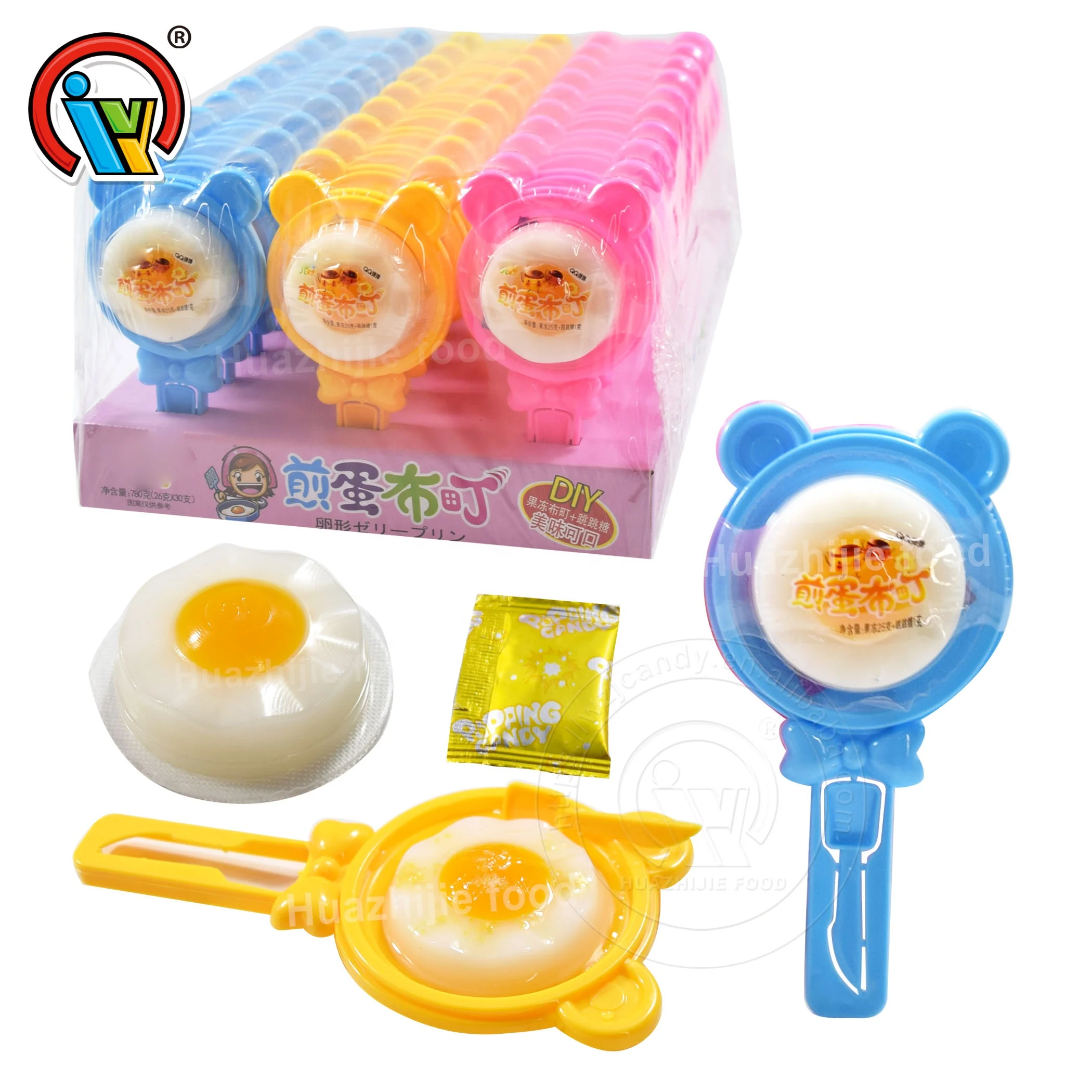 Hot selling DIY poached egg pudding  jelly candy with popping candy