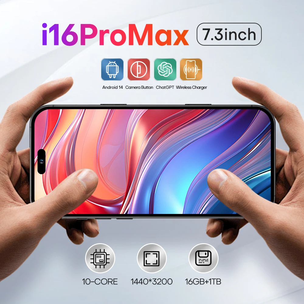 2024 Latest Smart Mobile Phone 16 Pro Max Original Brand New unlock Phone 16 Pro 5G Smart Mobile Phone i16 ODM OEM 5Gcellphone