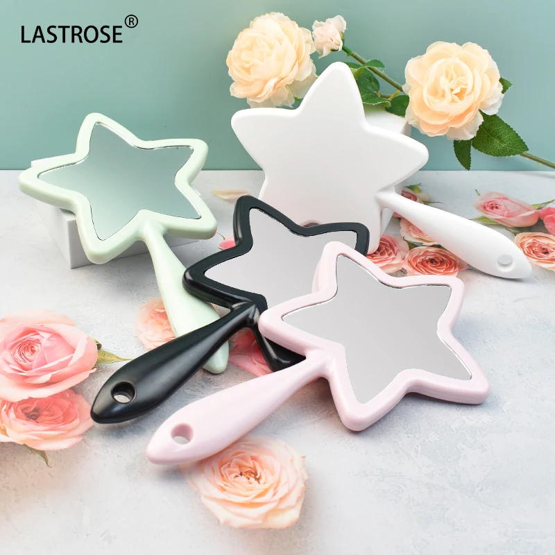 Spot portable plastic pentagonal star mirror creative handheld makeup mirrors hanging hole small mirror
