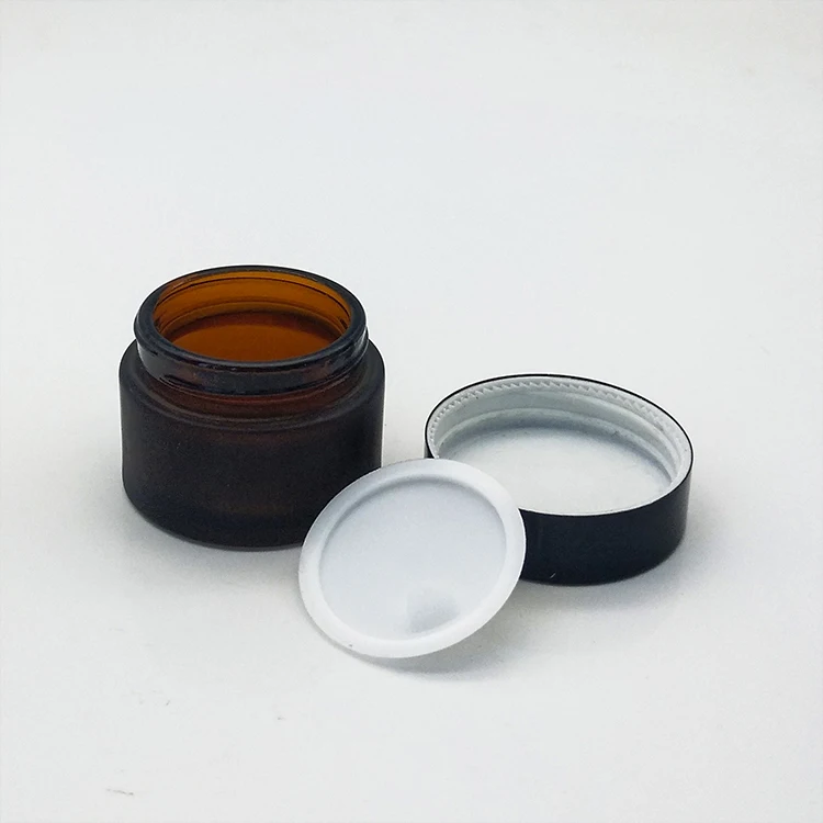 2oz  60ml brown amber cosmetic glass jar with black lid for cream