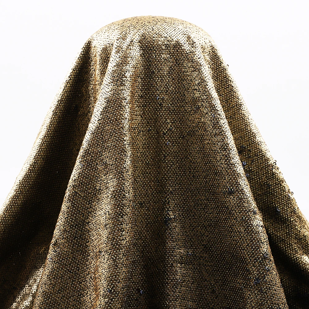 Wholesale 3mm Round Flat All Over Overlap Flip Reversible Light Gold Sequin Fabric