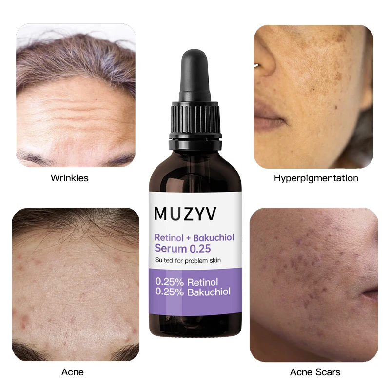 Private label bakuchiol serum natural anti aging night retinol serum for sensitive skin