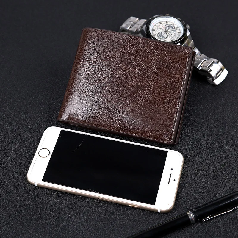 Wholesale 4 Colors Cheap Wallet Men Style New Soft PU Leather College Student Short Wallet