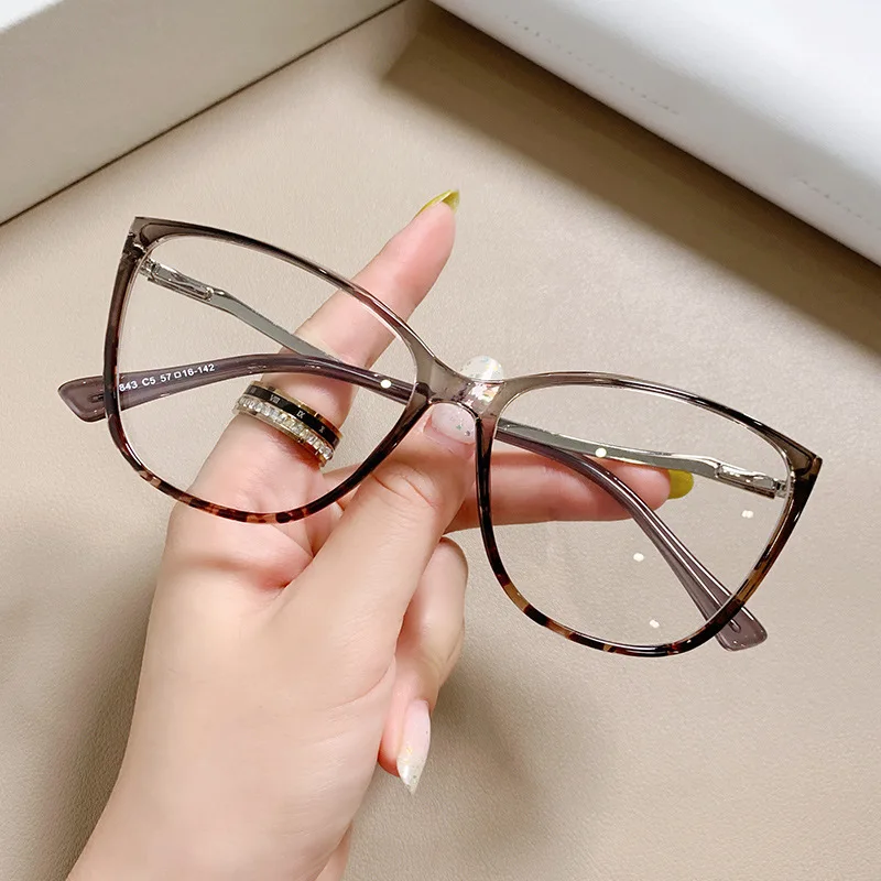 New Fashion Women Big Square Reading Glasses Retro Myopia Glasses Frame Tr90 Anti Blue Light Lenses Eyewear