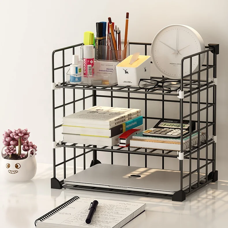 Wholesale book shelf modern rack children bookshelves kids desktop tabletop iron bookshelf