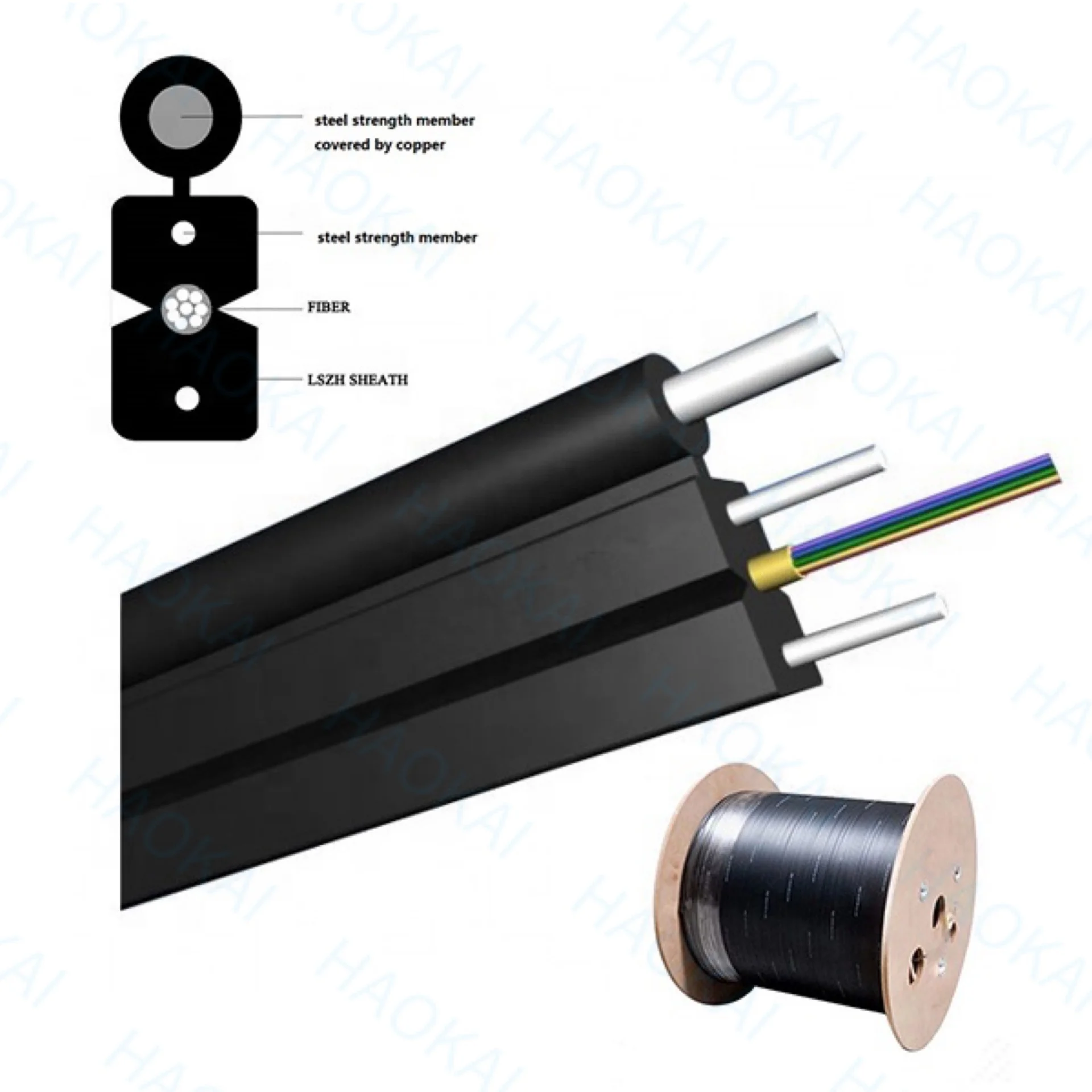 Manufacturing Self-supporting FTTH Fiber Optic Cable GJXH GJXFH GJYXCH GJYXFCH G657A Fiber 1 2 4 Cores