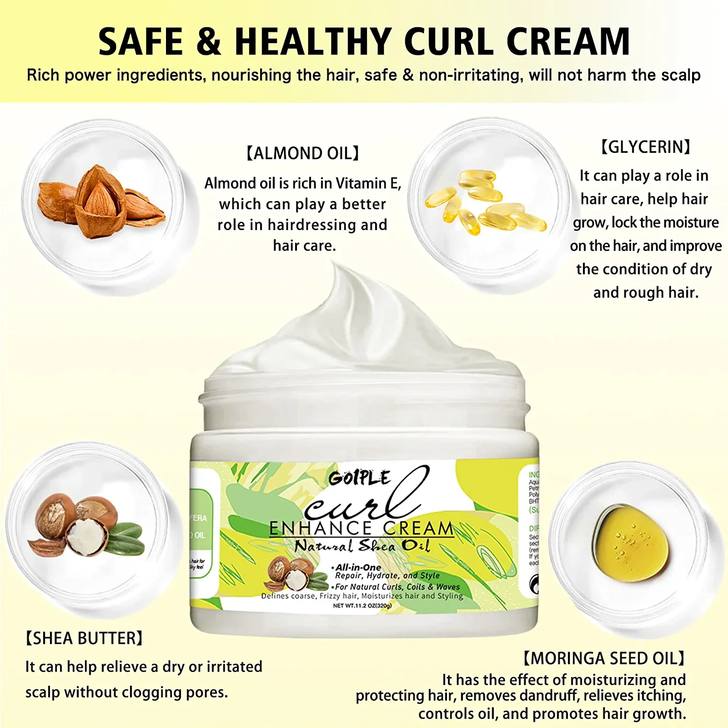 Nourishing Anti-Frizz Detangling Conditioner Leave In Moisturize for Curly Hair Add Shine Private Label Curling Enhance Cream