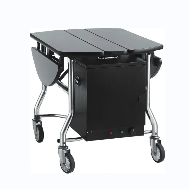 High quality  mobile food serving trolley hotel room service trolley food trolley with hot box