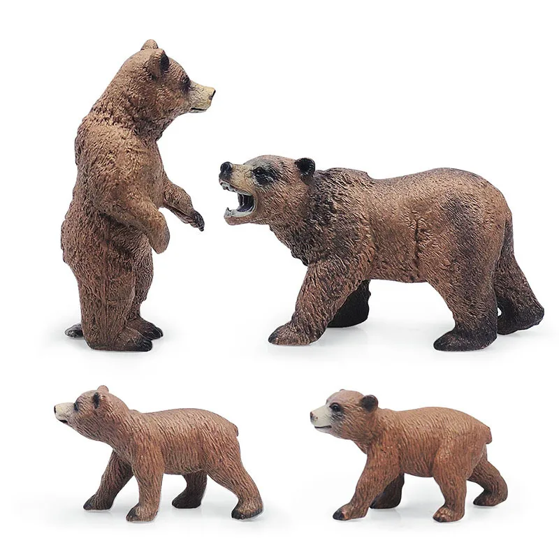 Foreign trade simulation model decoration set solid roaring standing walking grizzly bear cub