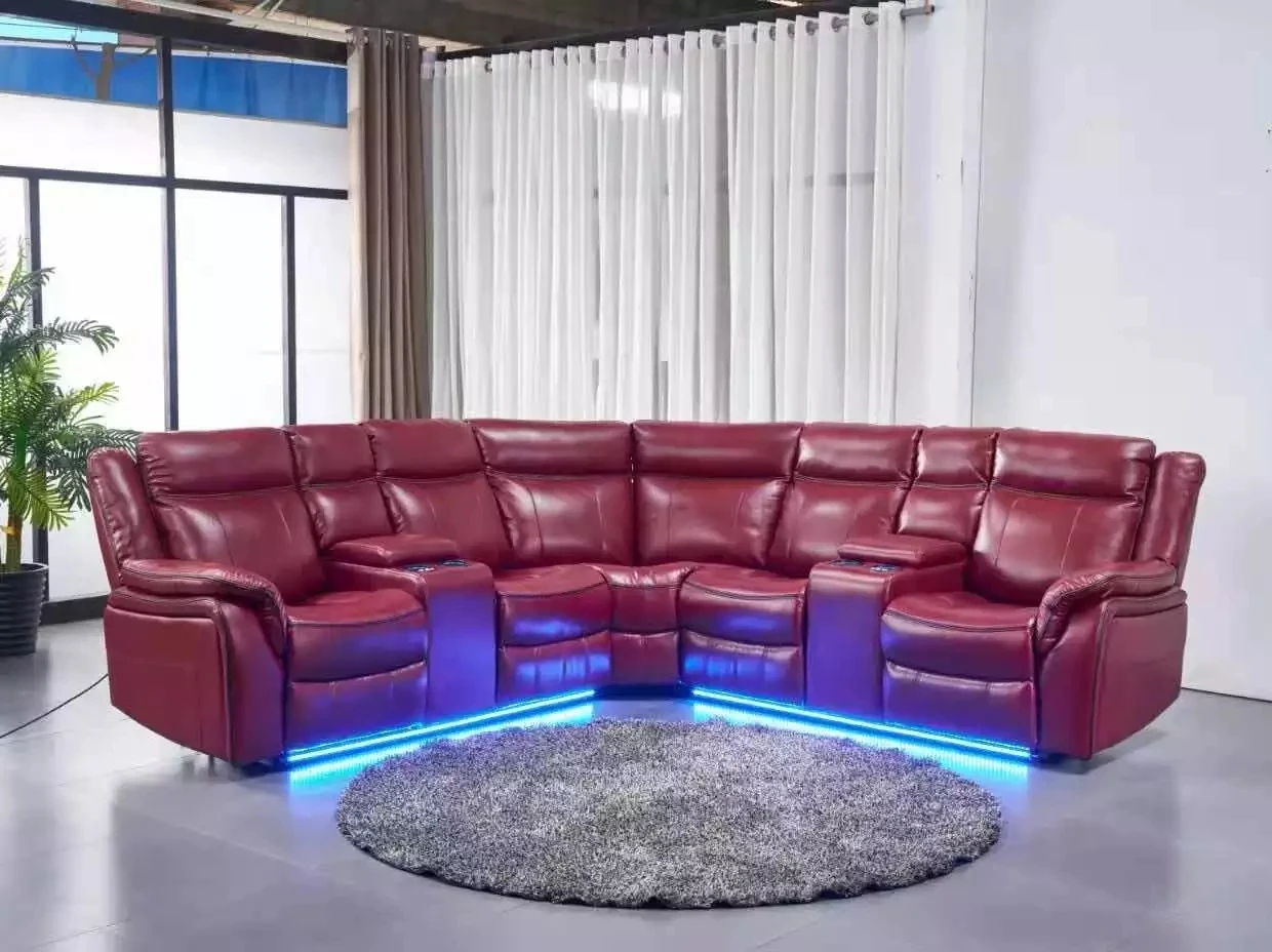 2022 Best selling sectional sofa with power recliner and LED leg