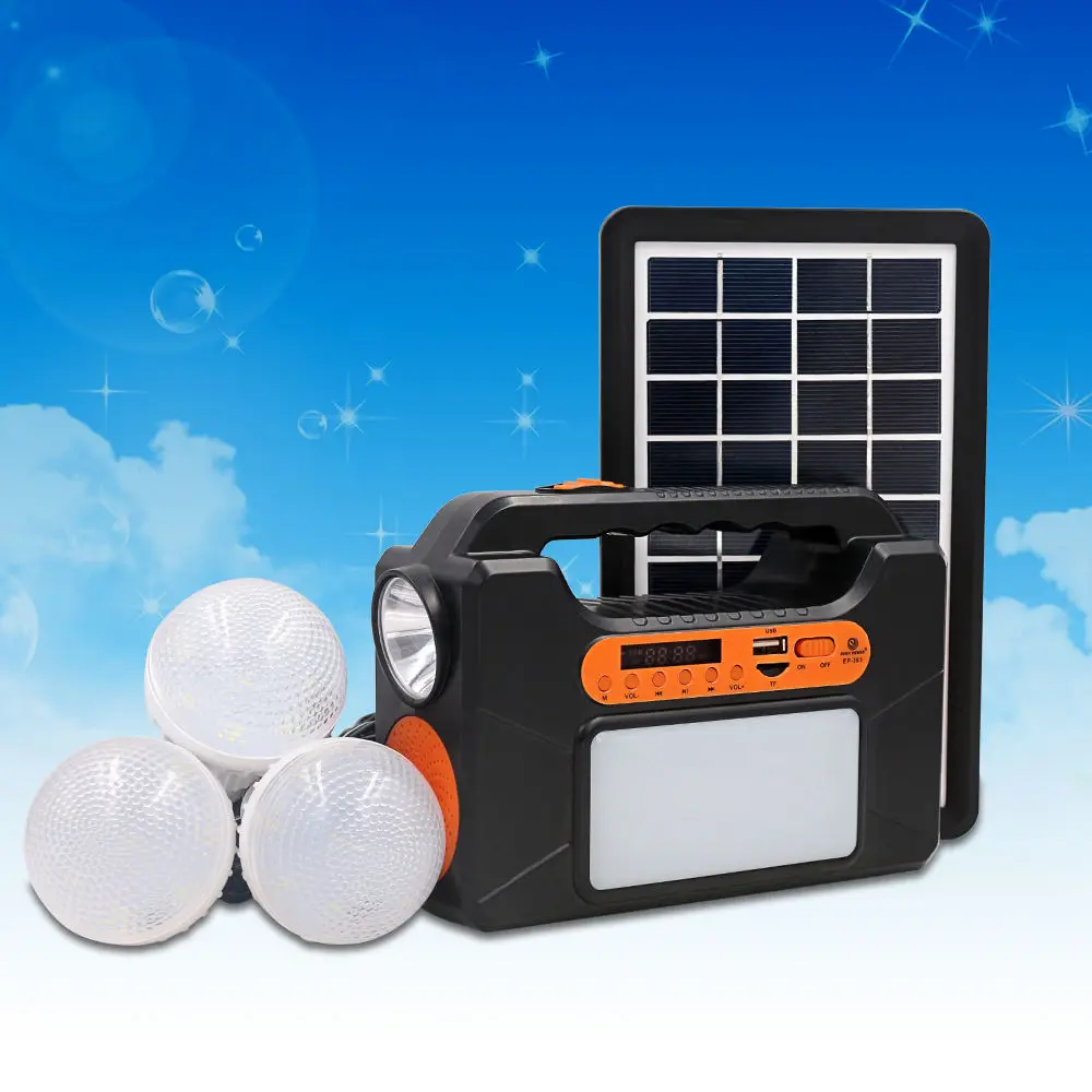 3 Light Bulbs Home Lighting Super Portable Lead Acid Battery Electric Solar Generator System Phone Charger Solar Power Station